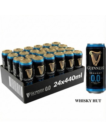 Guinness Draught 0.0% Alcohol-Free Stout 440ml Cans - 24-Pack