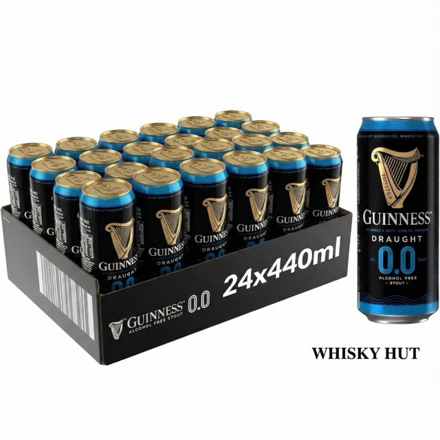 Guinness Draught 0.0% Alcohol-Free Stout 440ml Cans - 24-Pack