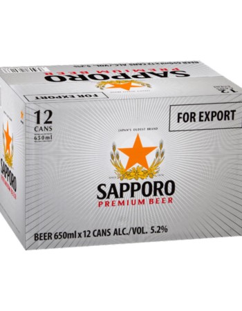 Sapporo Premium Japanese Beer Silver Can 12 x 650ml Case( 12 Pack ) Big Can 