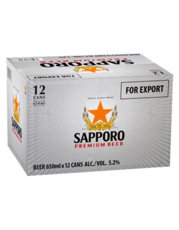 Sapporo Premium Japanese Beer Silver Can 12 x 650ml Case( 12 Pack ) Big Can 