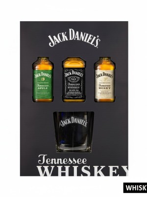 Jack Daniel's Whiskey Miniature Trio Gift Set 3x5cl with Tumbler Glass Jack Daniel's Whiskey Miniature Trio Gift Set 3x5cl with Tumbler Glass
