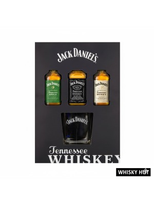 Jack Daniel's Whiskey Miniature Trio Gift Set 3x5cl with Tumbler Glass Jack Daniel's Whiskey Miniature Trio Gift Set 3x5cl with Tumbler Glass