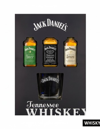 Jack Daniel's Whiskey Miniature Trio Gift Set 3x5cl with Tumbler Glass