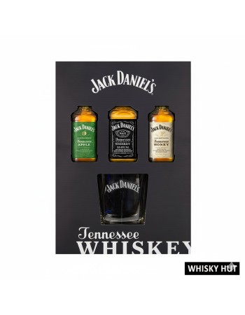Jack Daniel's Whiskey Miniature Trio Gift Set 3x5cl with Tumbler Glass
