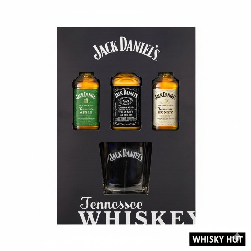 Jack Daniel's Whiskey Miniature Trio Gift Set 3x5cl with Tumbler Glass