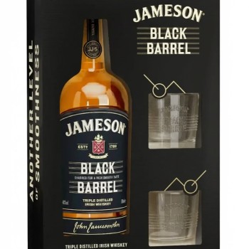 Jameson Black Barrel Irish Whiskey 70cl - Gift Pack with 2 Glasses