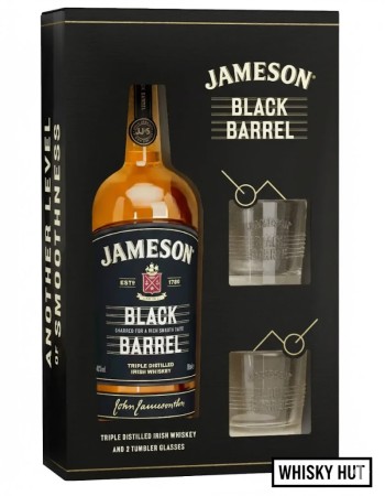 Jameson Black Barrel Irish Whiskey 70cl - Gift Pack with 2 Glasses