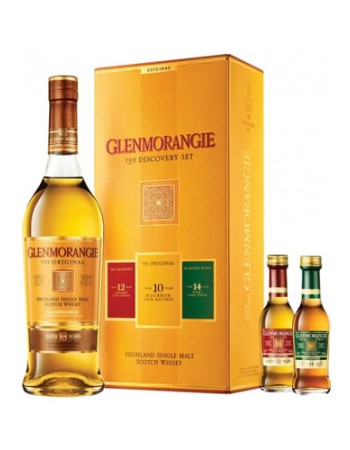 Glenmorangie The Discovery Set 70 cl With 2 Glenmorangie Miniatures Gift Pack  ( Original Label ) Hard To Find 