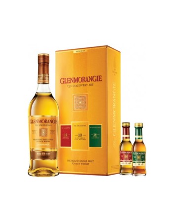 Glenmorangie The Discovery Set 70 cl With 2 Glenmorangie Miniatures Gift Pack  ( Original Label ) Hard To Find 