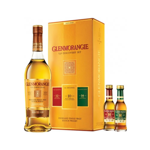 Glenmorangie The Discovery Set 70 cl With 2 Glenmorangie Miniatures Gift Pack  ( Original Label ) Hard To Find 